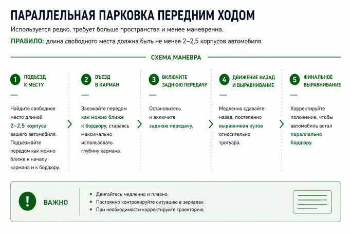 Параллельная парковка передним ходом