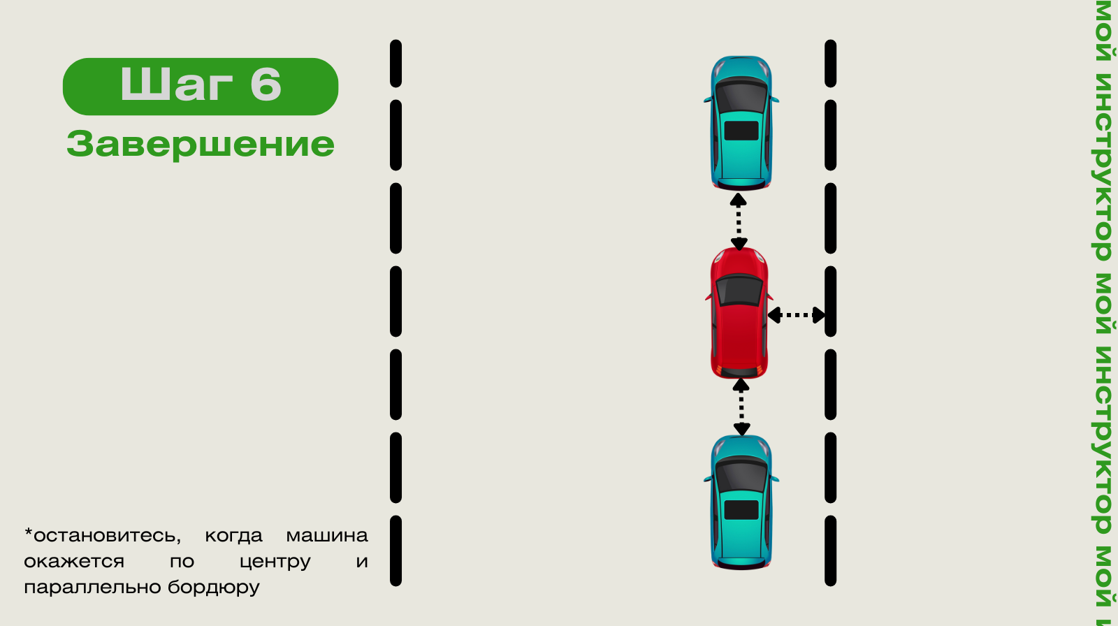 Параллельная парковка: шаг 6 — как правильно закончить маневр Параллельная парковка: шаг 6 — завершение маневра